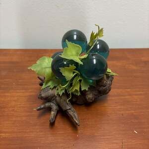 Vintage Mid Century Modern Lucite Blue/teal Grape Cluster on Driftwood Heavy - ,